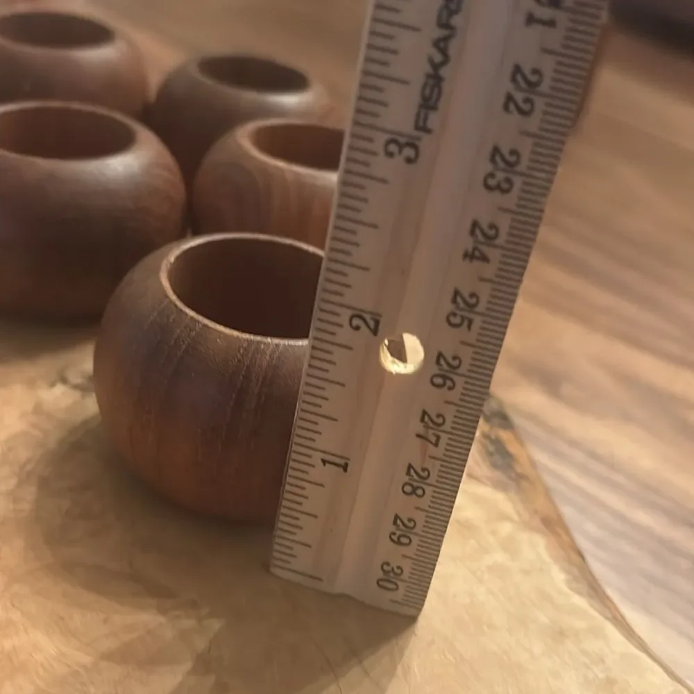 MCM Teak Napkin Rings Set of 6
